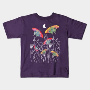 Butterflies & flowers in the night Kids T-Shirt